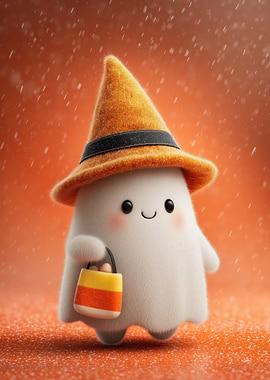 Cute Halloween Ghost with Candy Corn