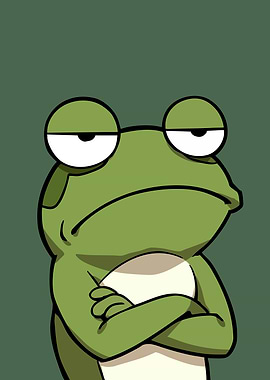 Grumpy Frog Cartoon Character