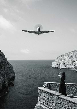Spitfire over the sea