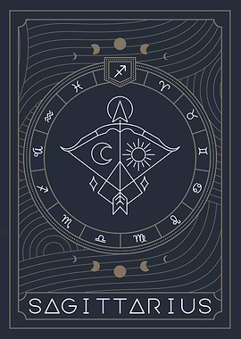 Sagittarius Zodiac Sign Art Deco
