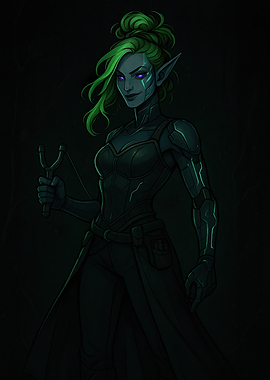 Futuristic Elf with Slingshot