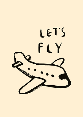 Let's Fly Airplane Illustration
