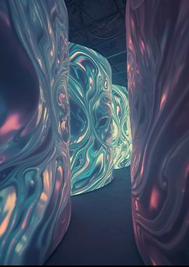 Abstract Swirls in a Futuristic Hallway