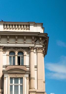 Architectural Detail Against Blue Sky