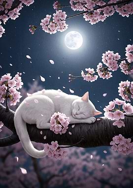 Sleeping Cat Cherry Blossom