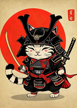 Samurai Cat Illustration
