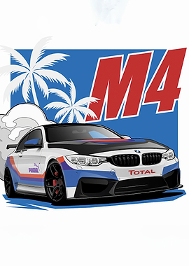 BMW M4 Cartoon Illustration