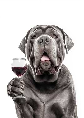 Neapolitan Mastiff dog with Wine Glass