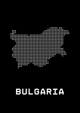 Bulgaria Map Dotted White on Black