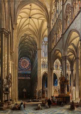 Interior of a Gothic Cathedral Painting