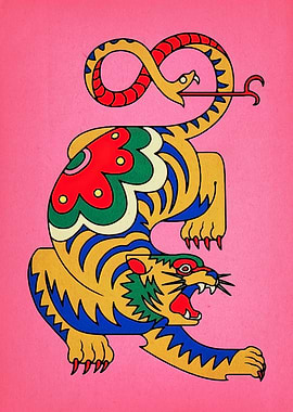 Colorful Tiger and Snake Illustration