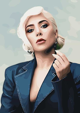 Lady Gaga Portrait in Blue Blazer