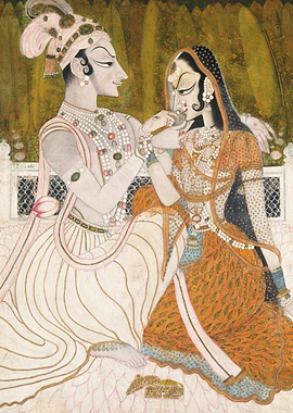 Indian Miniature Painting of a Couple