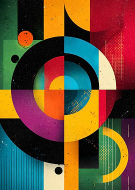 Abstract Geometric Colorful Composition