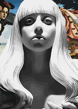 Lady Gaga Portrait with Renaissance Background