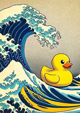 Rubber Duck Great Wave Parody
