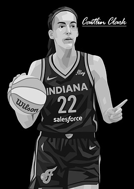 Caitlin Clark Indiana Fever Black and White