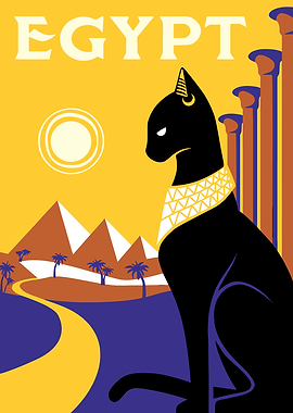 Egypt Cat Travel Poster