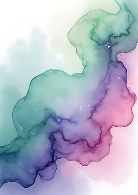 Abstract Watercolor Gradient with Glitter