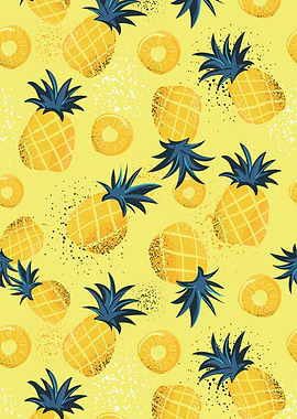 Pineapple Pattern on Yellow Background