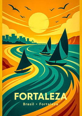 Fortaleza Brazil Travel Poster