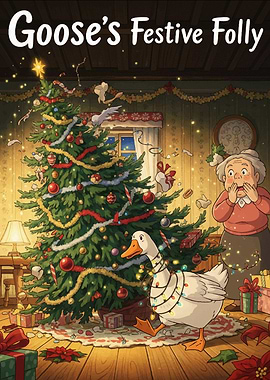 Goose's Festive Folly Cartoon Christmas Scene