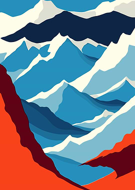 Abstract Mountain Landscape Art Print