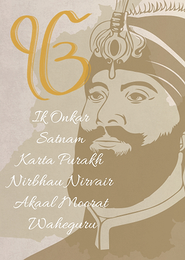 Sikh Religious Art with Guru Portrait