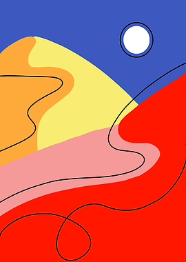 Abstract Landscape with Moon and Hills