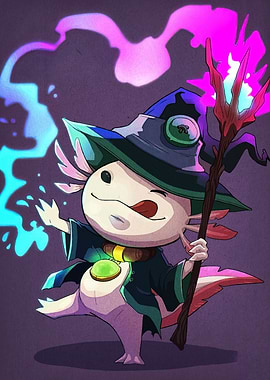 Axolotl Wizard Casting Magic