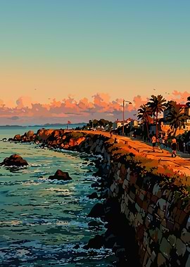 Coastal Road at Sunset