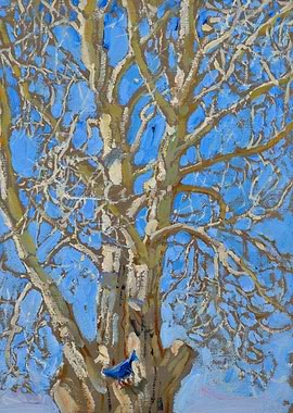 Bluebird on Tree Painting