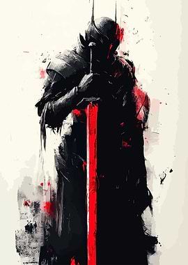 Dark Knight with Red Sword
