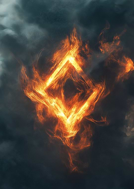A mysterious glowing rune with fiery energy