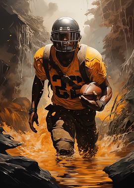 Football Player in a River