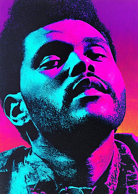 The Weeknd Portrait in Neon Colors