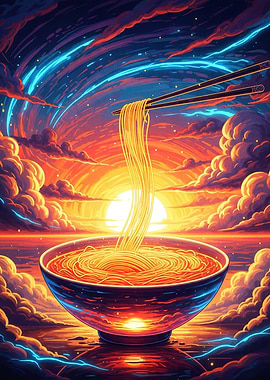 Surreal Ramen Bowl Sunset