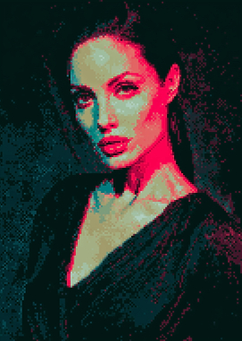 Angelina Jolie Pixel Art Portrait