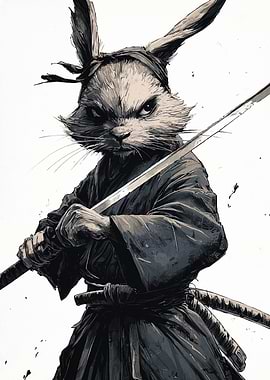 Rabbit Samurai with Katana