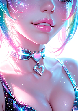 Sparkling Girl with Heart Choker