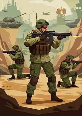 Military Operation in Desert Landscape