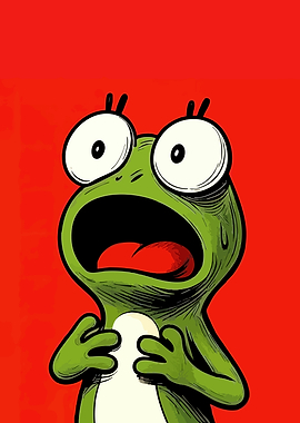 Cartoon Frog with Wide Eyes