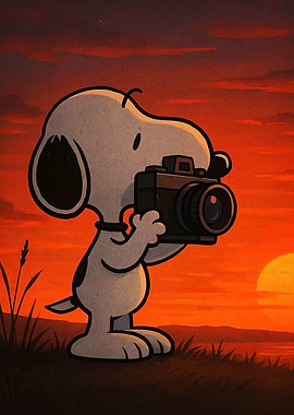 Snoopy with Camera at Sunset
