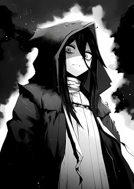 Hooded Figure in Black and White