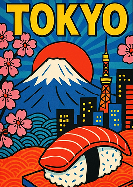 Tokyo Travel Poster Sushi