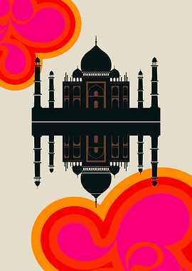 Taj Mahal Retro Reflection Art