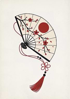 Japanese Fan with Cherry Blossoms