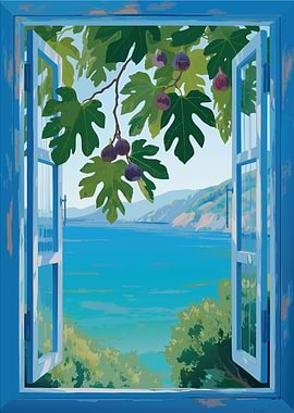Fig Tree View from Blue Window