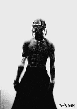 Travis Scott Black and White Portrait