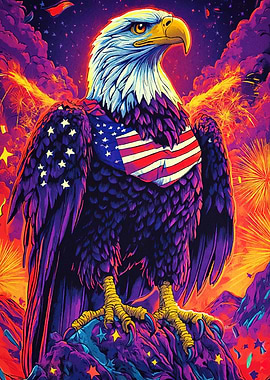 Patriotic Eagle American Flag